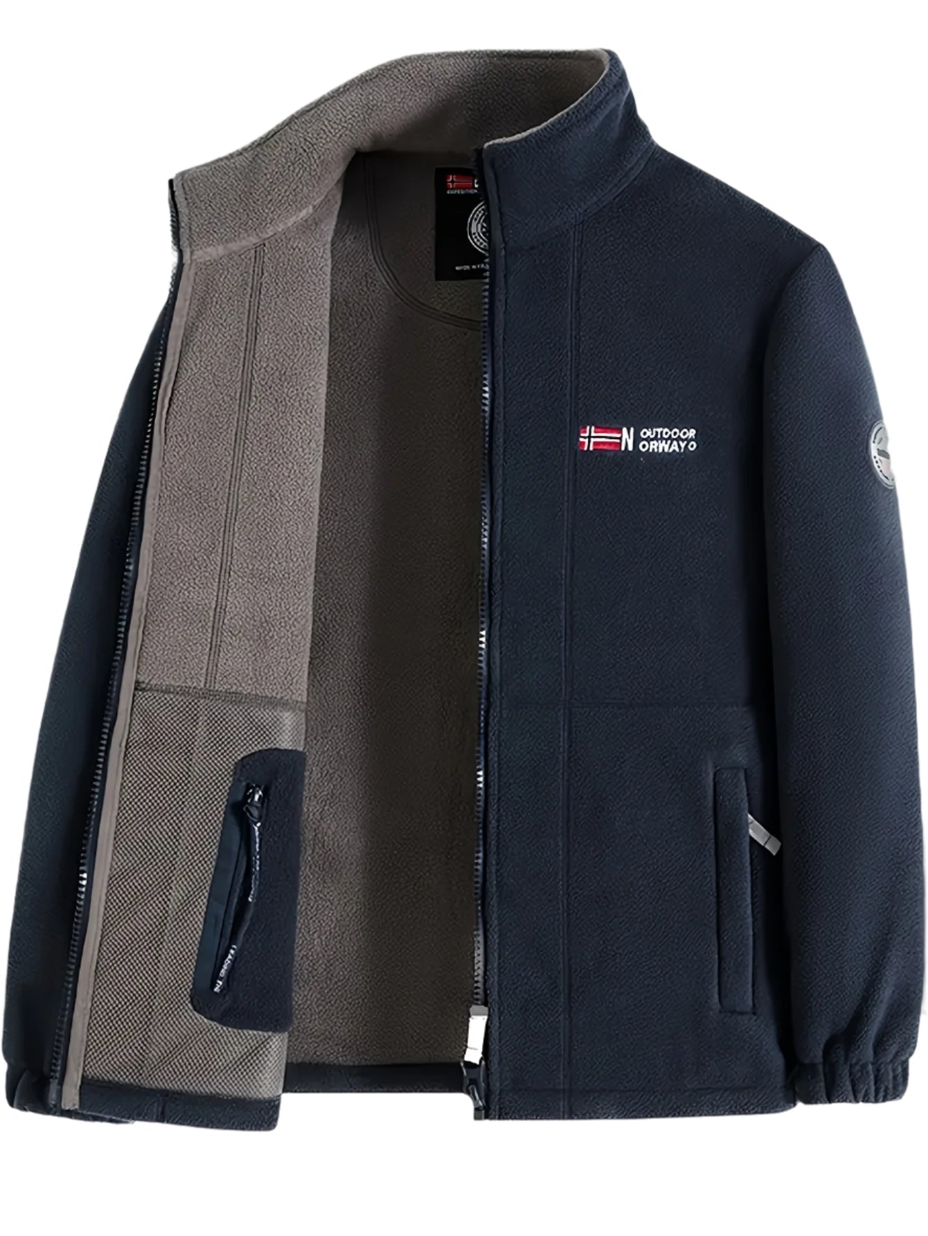 Men's Windproof Full-Zip Outdoor Fleece Jacket for Autumn