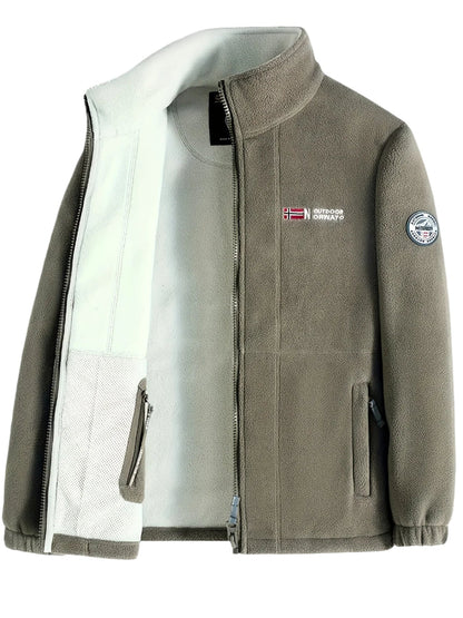 Men's Windproof Full-Zip Outdoor Fleece Jacket for Autumn