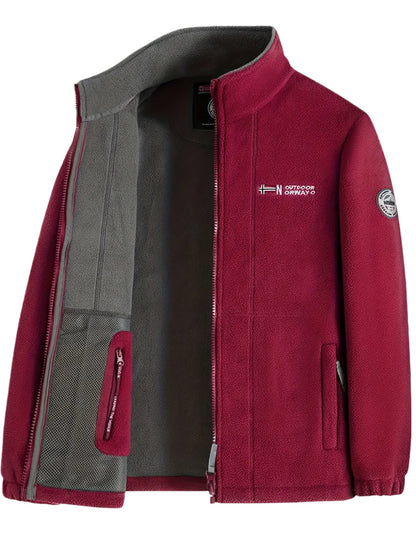 Men's Windproof Full-Zip Outdoor Fleece Jacket for Autumn