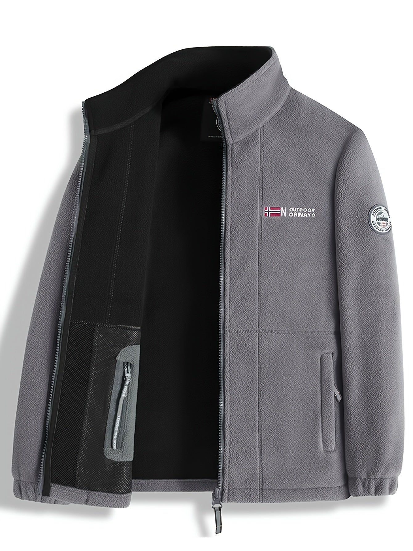 Men's Windproof Full-Zip Outdoor Fleece Jacket for Autumn