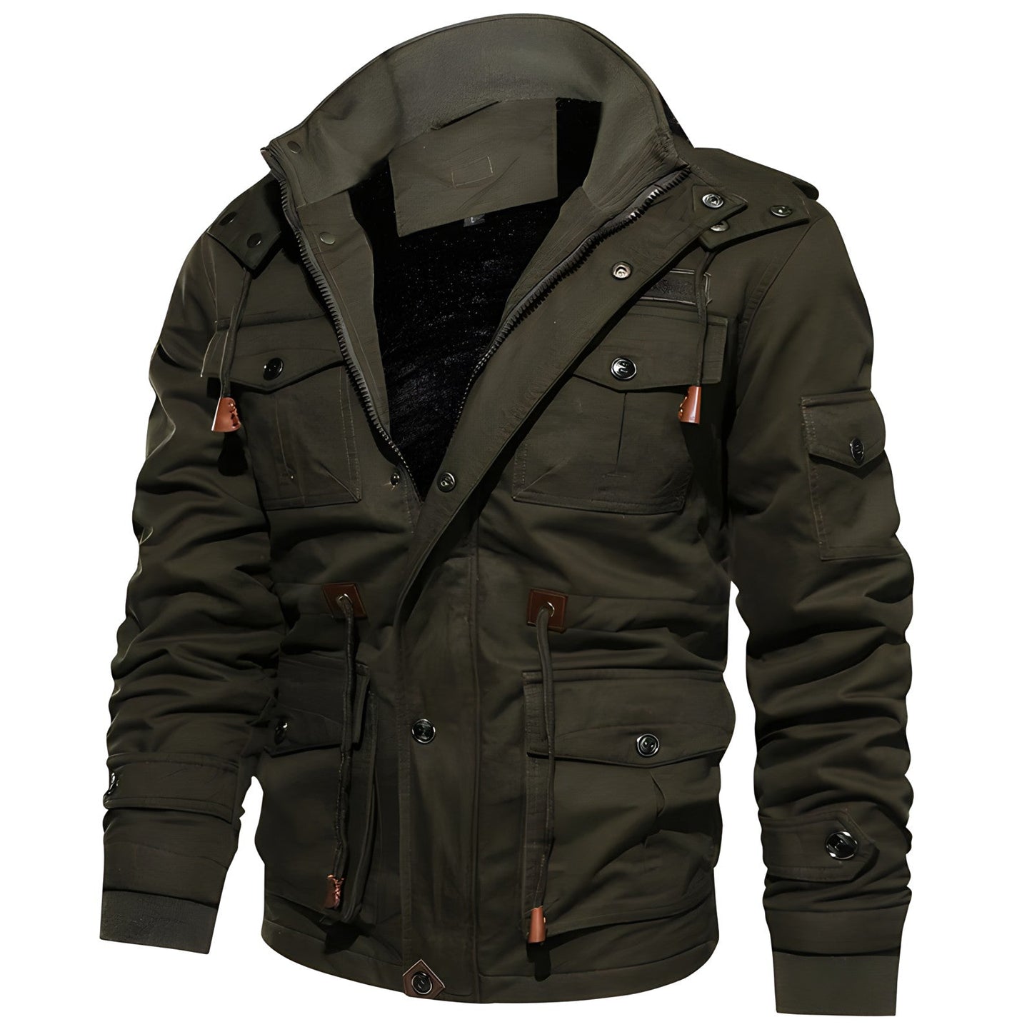 Men's Hooded Waterproof Fleece-Lined Field Jacket for Autumn
