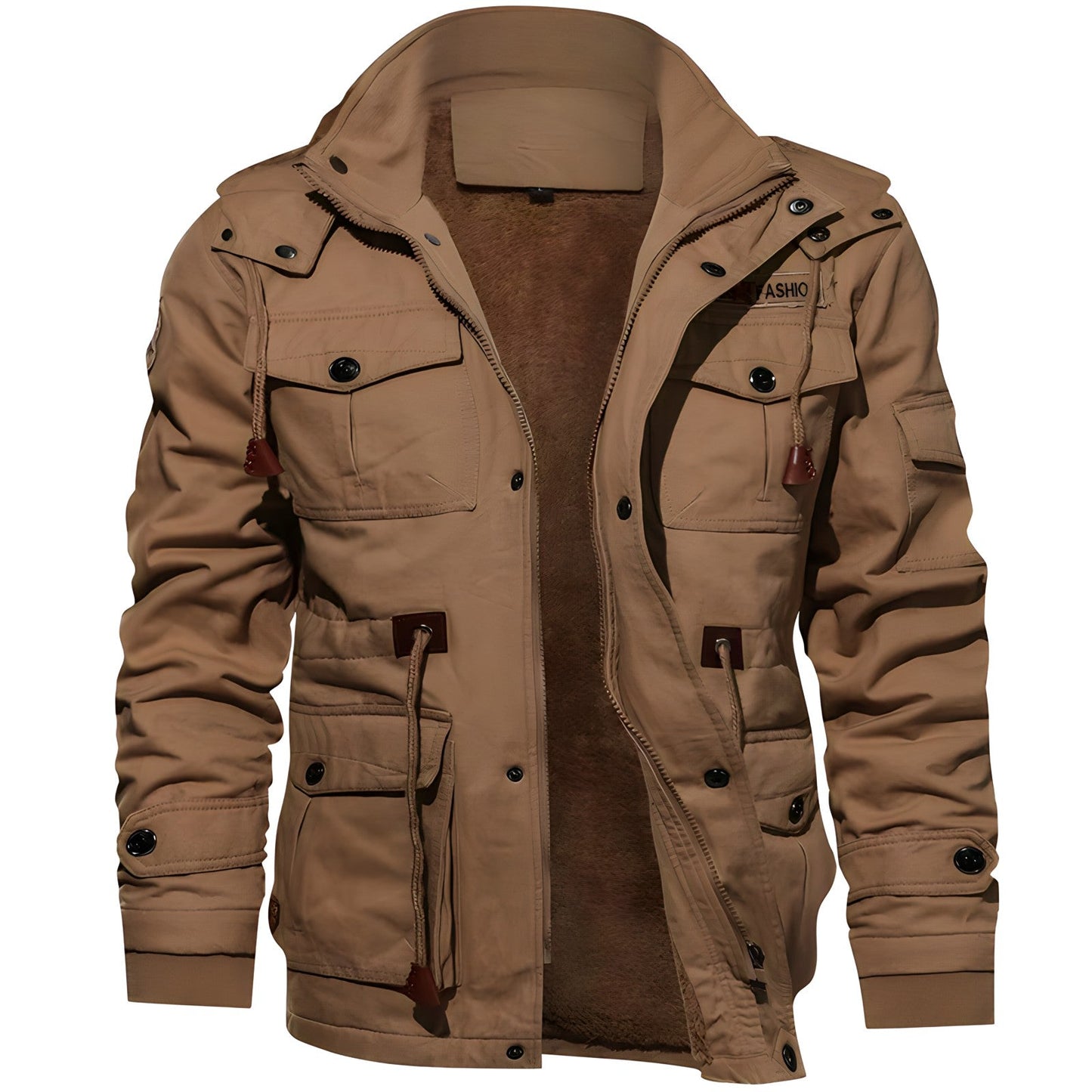 Men's Hooded Waterproof Fleece-Lined Field Jacket for Autumn