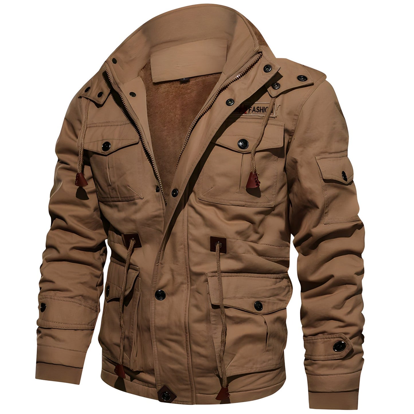 Men's Hooded Waterproof Fleece-Lined Field Jacket for Autumn