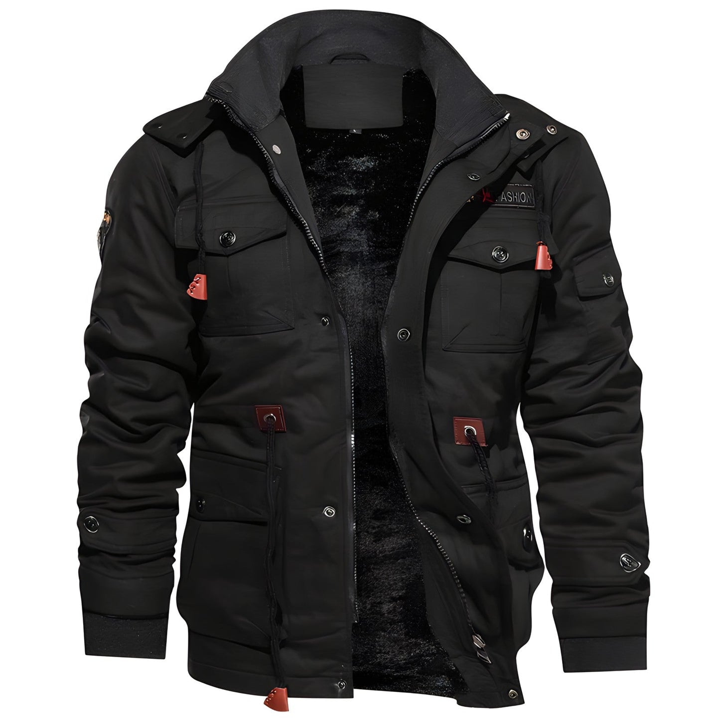 Men's Hooded Waterproof Fleece-Lined Field Jacket for Autumn