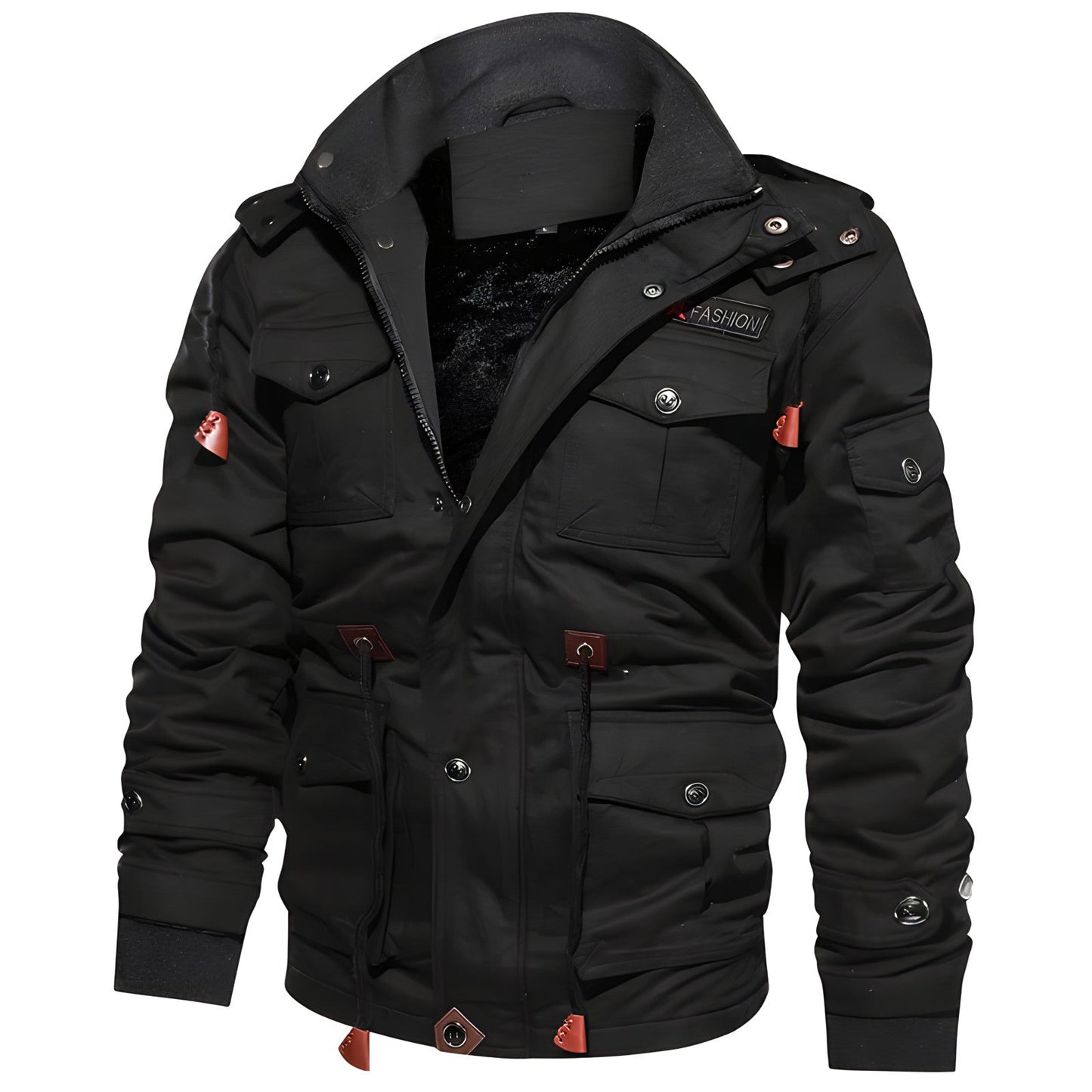 Men's Hooded Waterproof Fleece-Lined Field Jacket for Autumn