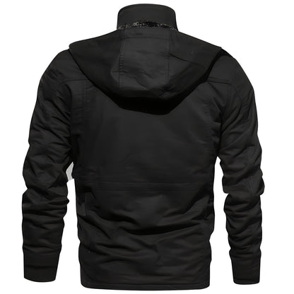 Men's Hooded Waterproof Fleece-Lined Field Jacket for Autumn