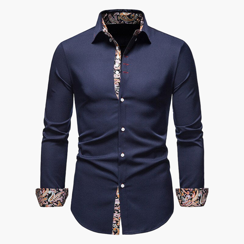 Men's Slim Fit Business Shirt with Long Sleeves for the Office
