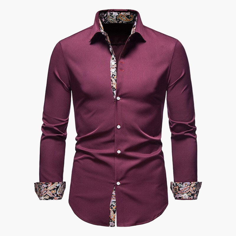 Men's Slim Fit Business Shirt with Long Sleeves for the Office