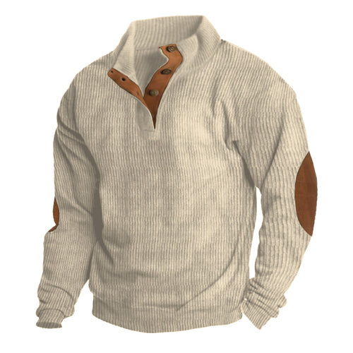 Men's Warm Fleece Crew Neck Jumper for Outdoor Autumn Layering