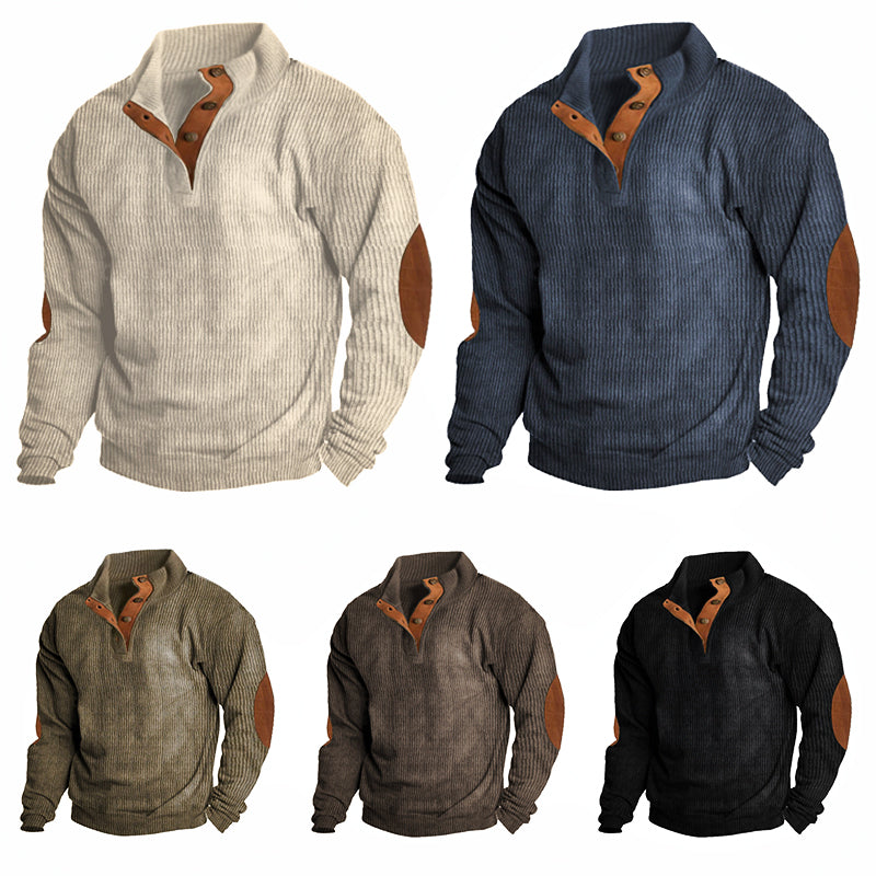 Men's Warm Fleece Crew Neck Jumper for Outdoor Autumn Layering