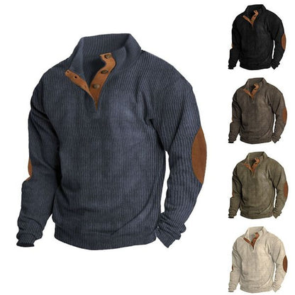 Men's Warm Fleece Crew Neck Jumper for Outdoor Autumn Layering