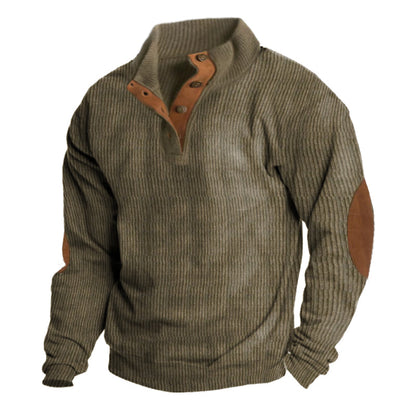 Men's Warm Fleece Crew Neck Jumper for Outdoor Autumn Layering
