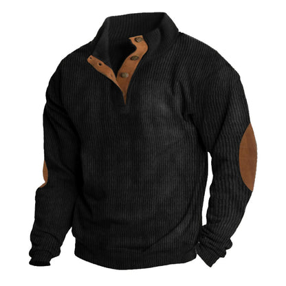 Men's Warm Fleece Crew Neck Jumper for Outdoor Autumn Layering