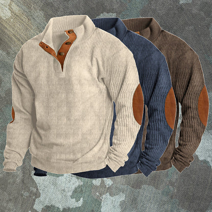 Men's Warm Fleece Crew Neck Jumper for Outdoor Autumn Layering