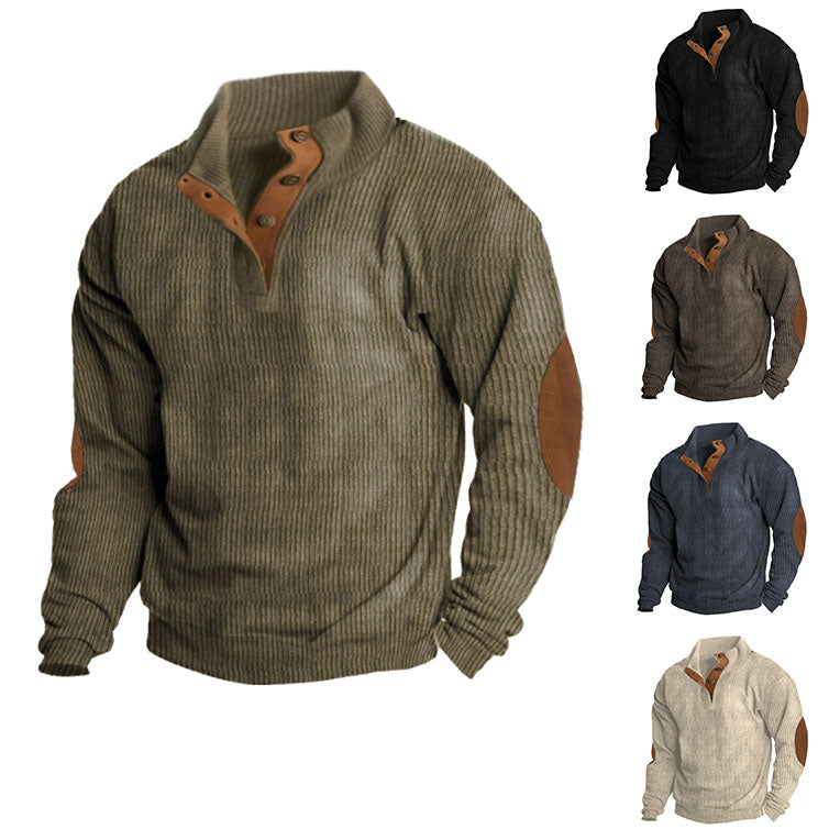 Men's Warm Fleece Crew Neck Jumper for Outdoor Autumn Layering
