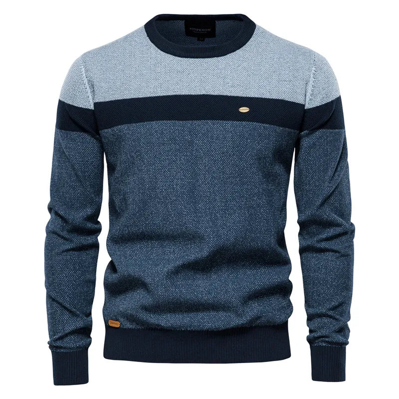 Men's Classic Crew Neck Knitted Jumper for Autumn Layering