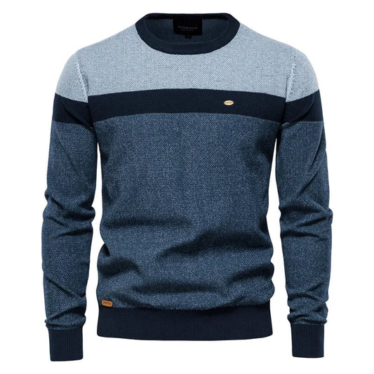 Men's Classic Crew Neck Knitted Jumper for Autumn Layering