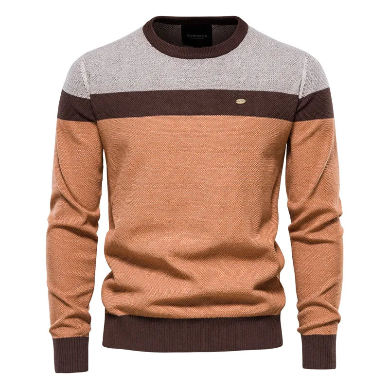 Men's Classic Crew Neck Knitted Jumper for Autumn Layering